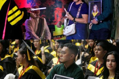A FAMILY’S TRIBUTE: Joma Clemente Honors His Late Sister Maria Bernadette at Graduation Ceremony! Despite the heartbreak of losing his sister to lupus just before her graduation, Joma and their mother, Leila, proudly stand in her place at the Polytechnic University of the Philippines, holding her portrait high in her honor.