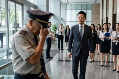 Tinago ng Isang Security Guard ang Kanyang Mukha Nang Makita Niyang Papasok ang Kanyang Anak na CEO sa Building na Binabantayan Niya—Hindi Niya Kayang Pahiyain Ito sa Harap ng mga Empleyado, Ngunit May Malalim na Lihim sa Likod ng Pagtago ng Kanyang Pagkakakilanlan. Ano ang Matinding Kwento ng Pagtatago at Sakripisyo ng Isang Ama?